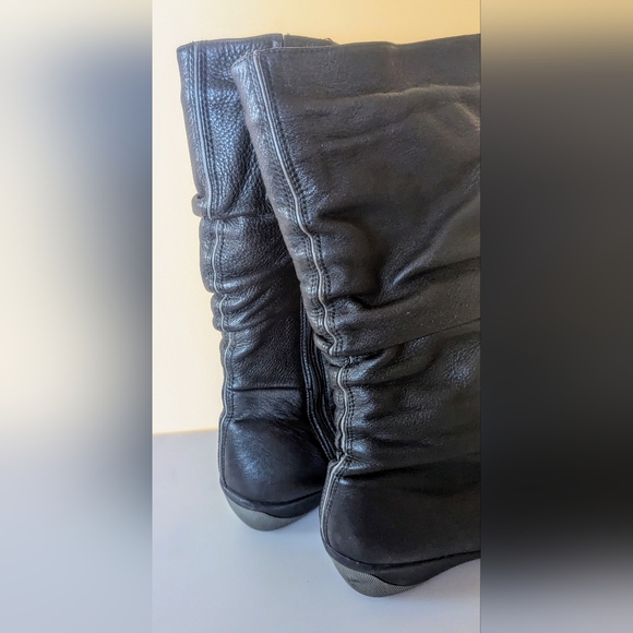 Designer La Pinta Black Winter Genuine Leather Wide Calf Boots Sz 10 - Picture 6 of 13